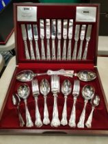 Mahogany cased Viners 'King's Royale' pattern 44-piece cutlery set.