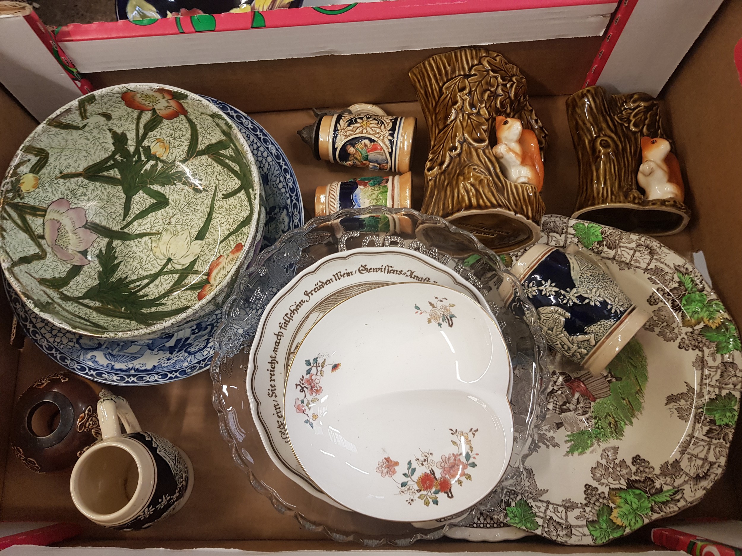 A mixed collection of ceramic items to include Sylvac novelty posey vases, Doulton stoneware