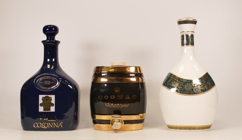 Three Ceramic Decanters to include Wade VSOP Cognac, Royal Doulton Carylse Pattern J&B Whisky and