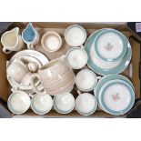 A mixed collection of Susie Cooper Teaware to include Rose patterned trios, rose patterned cake