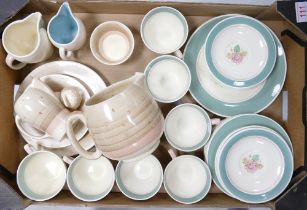 A mixed collection of Susie Cooper Teaware to include Rose patterned trios, rose patterned cake
