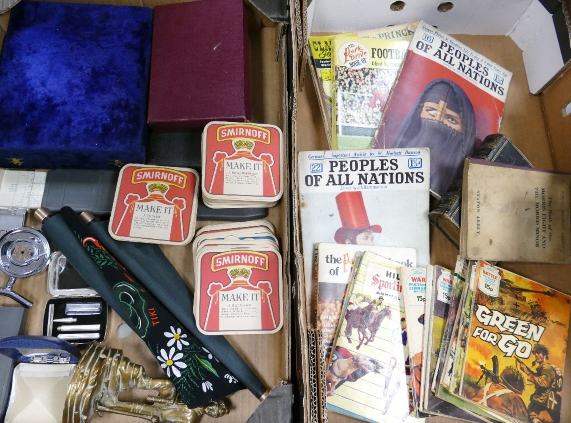 A mixed collection of items to include vintage Child Battle comic books, similar books n football,