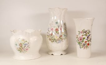 Aynsley Wild Tudor large vase with matching plater together with Pembroke vase, height of tallest