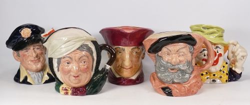 Royal Doulton large character jugs to include Falstaff D6287, Clown D6834, Yachtsman D6820 (2nds),