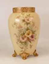 Carlton Ware Petunia patterned footed vase. Height 24cm (one foot reglued)