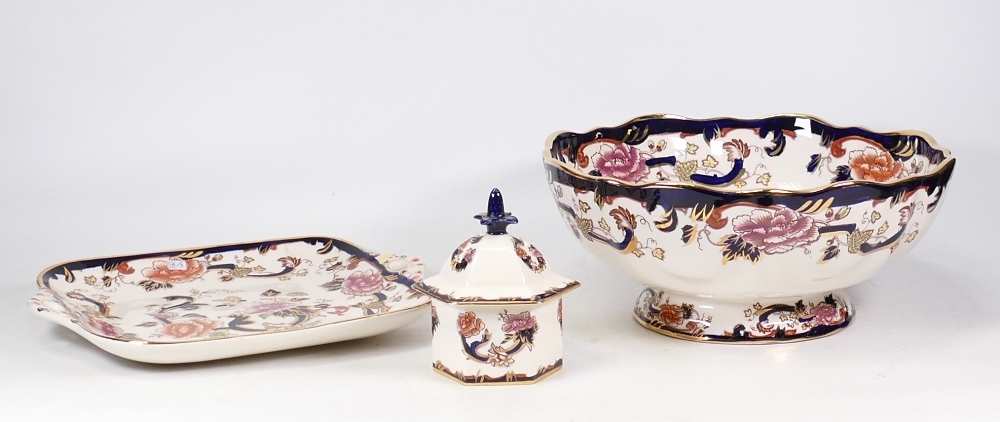 Three Masons Mandalay Pattern Items to include Footed Fruit Bowl, Sandwich Plate and Lidded