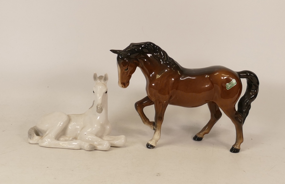 Beswick Stocky Jockey Mare together with a USSR lying foal (2)