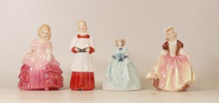 Four Ceramic Figures to include Dinky Do HN2120, Choir Boy HN2141, Rose HN1368 and Coalport Lady