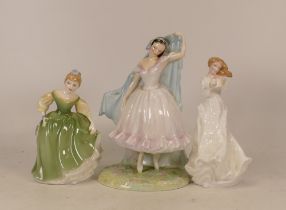 Royal Doulton Lady Figures The Forest Glade Giselle Hn2140, Fair Maiden Hn2211 & Thank You Hn2390(3)