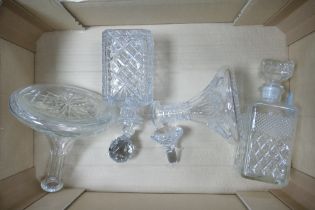 Three glass decanters including one ships crystal decanter (1 tray)