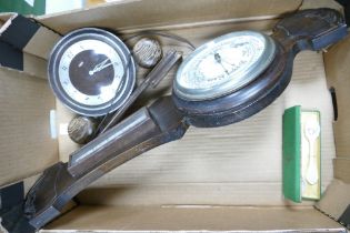 Oak Cased Art Deco Metamec Mantle clock & similar barometer