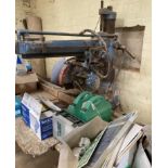 Cooksley cross cut machine with benches and contents.