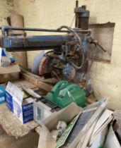 Cooksley cross cut machine with benches and contents.