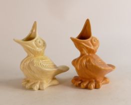 Wade Heath Flaxman ware novelty large baby birds in yellow and pale orange colourway (2)