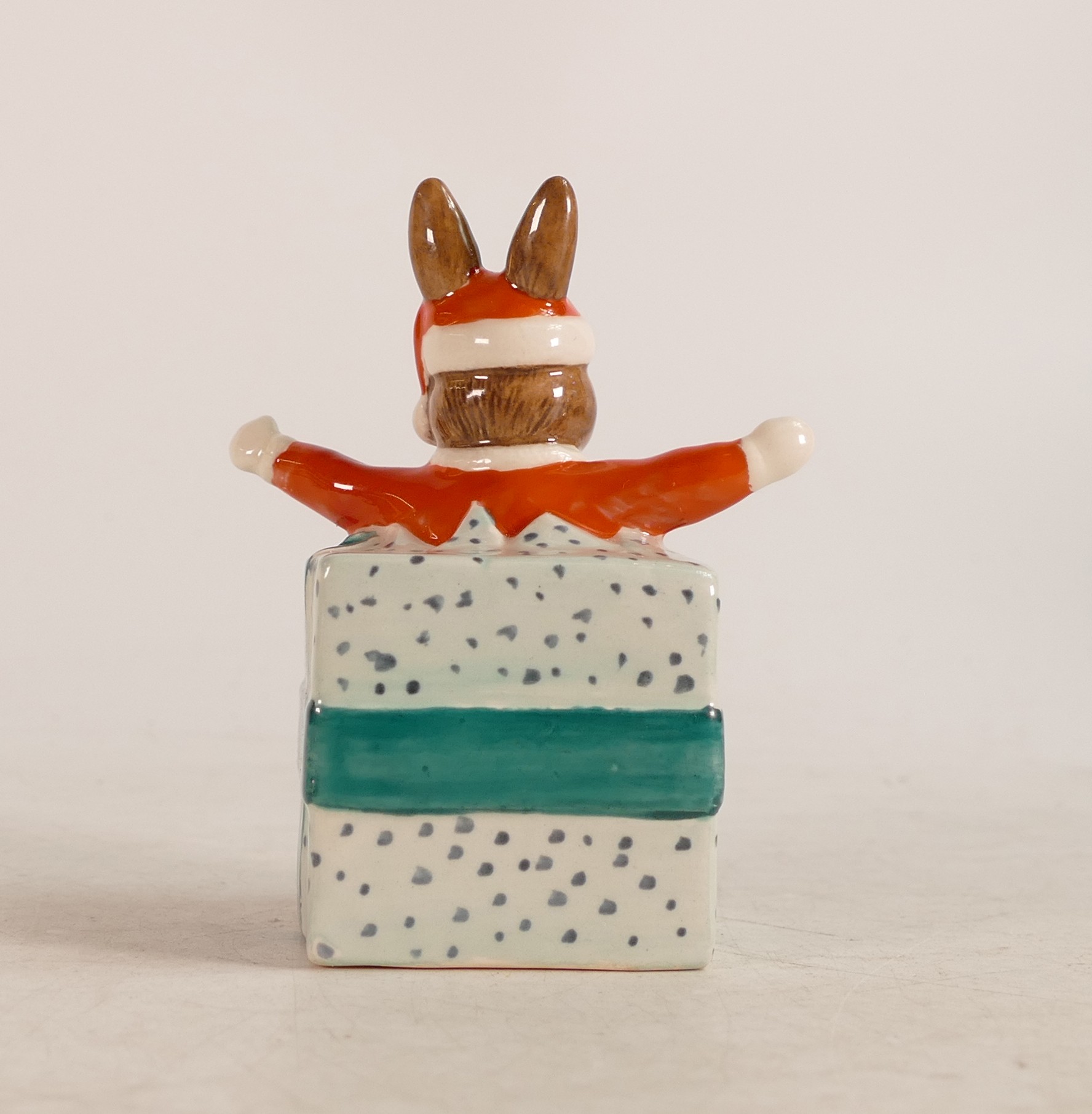 Royal Doulton Bunnykins figure Christmas Surprise DB149, painted in a different colour with not - Image 3 of 3