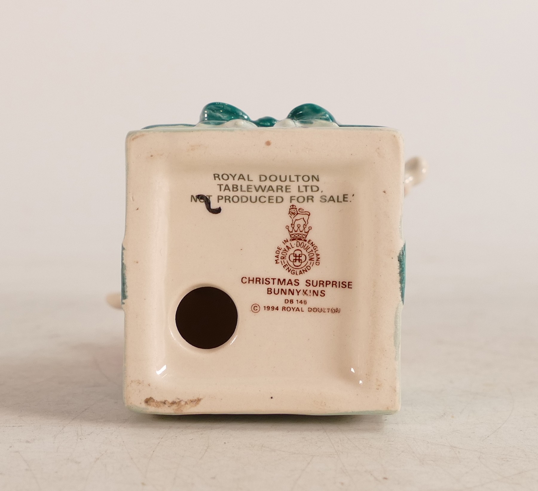 Royal Doulton Bunnykins figure Christmas Surprise DB149, painted in a different colour with not - Image 2 of 3