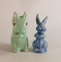 Wade Heath Flaxman ware laughing blue Rabbit and green Squirrel (2)
