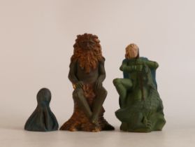 Three Wade prototype Mythical figures painted in different colourways, comprising George & Dragon,