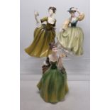 Royal Doulton lady figures Simone HN2378, Fleur HN2368 and Buttercup HN2309 (3).