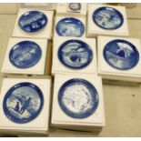 A collection of Copenhagen wall plates to include years 1971, 1980, 1977, 1976, etc (8)