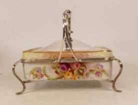 Carlton Ware Rose Garland pattern condiment dish with metal lid