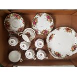 Royal Albert Old Country Roses tea set consisting of 2 cake plates, small milk jug and small sugar