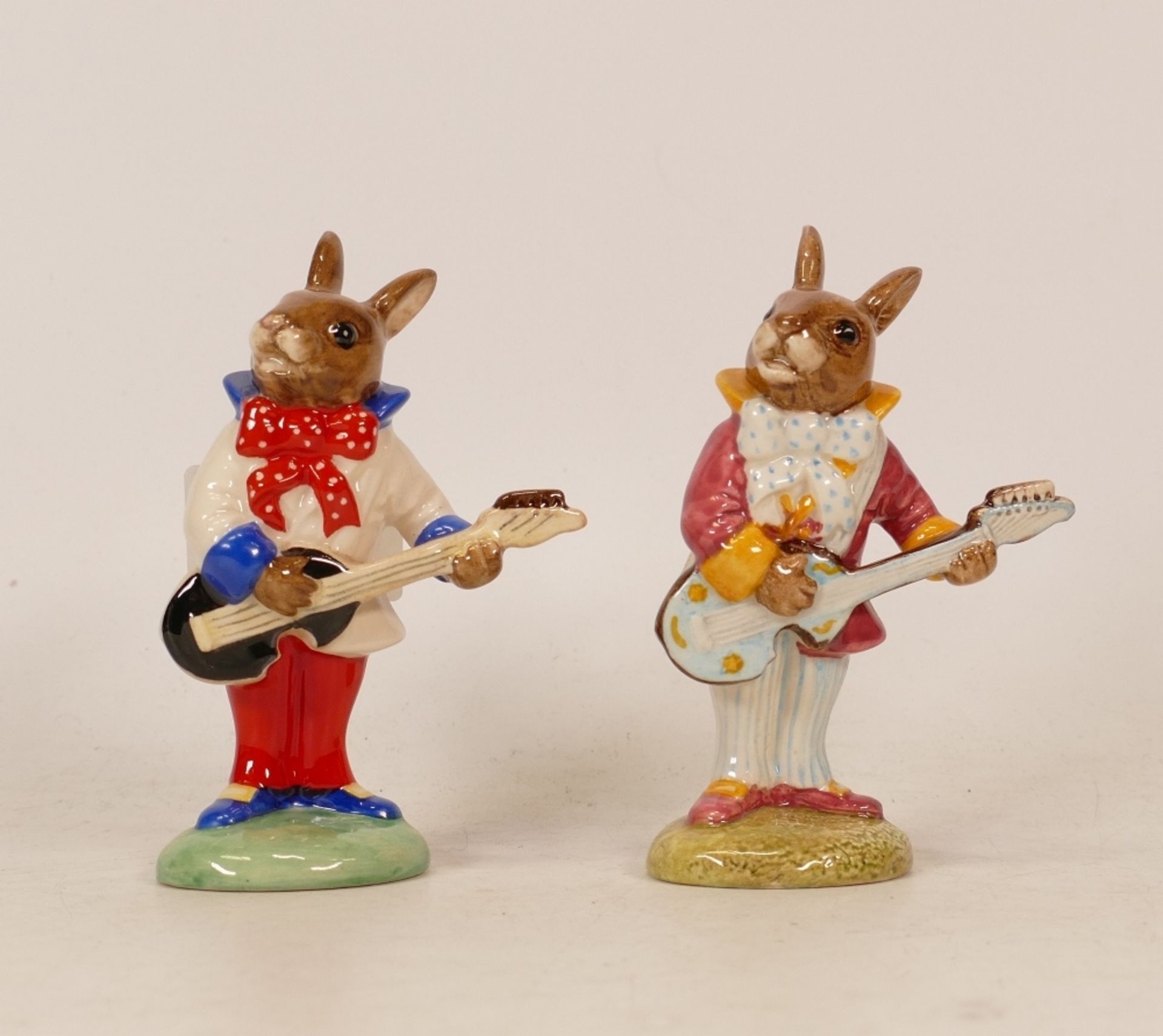 Royal Doulton Bunnykins figures Rock and Roll and Mr Bunnybeat Figures produced for the Rock and