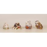 Royal Crown Derby Paperweights Poppy Mouse, Playful Kitten, Mole and Baby Rowsley Rabbit (with