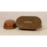 A Set of Four Mid-Century Holbro Leather Topped Paperweights (4)