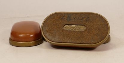 A Set of Four Mid-Century Holbro Leather Topped Paperweights (4)