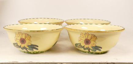 Four Carlonware Sunflower bowls, all state 01 trial to base, diameter 17cm (4)