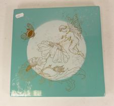 Alan Clarke Studios Wall Plaque decorated with Fairy and Flowers Scene. Height: 26.2cm