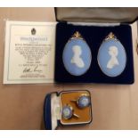 Wedgwood jasperware items to include a cased pair of cufflinks and a cased limited edition pair of