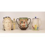 Royal Doulton large character jug Queen Victoria D6788, Pottery in The Past Twin Handled Cup D696