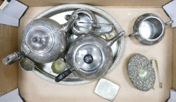 A Mixed Collection of Metalware to include Teapots, Gallery Tray, Sugar Nips, Vesta etc. (1 Tray)