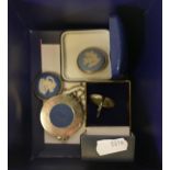 A Small Collection of Wedgwood Jasperware Jewellery to include Brooches, Ring, Pendant Necklace etc.