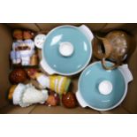 A mixed collection of items to include Poole Pottery blue lidded tureens, jug, Wedgwood Wild