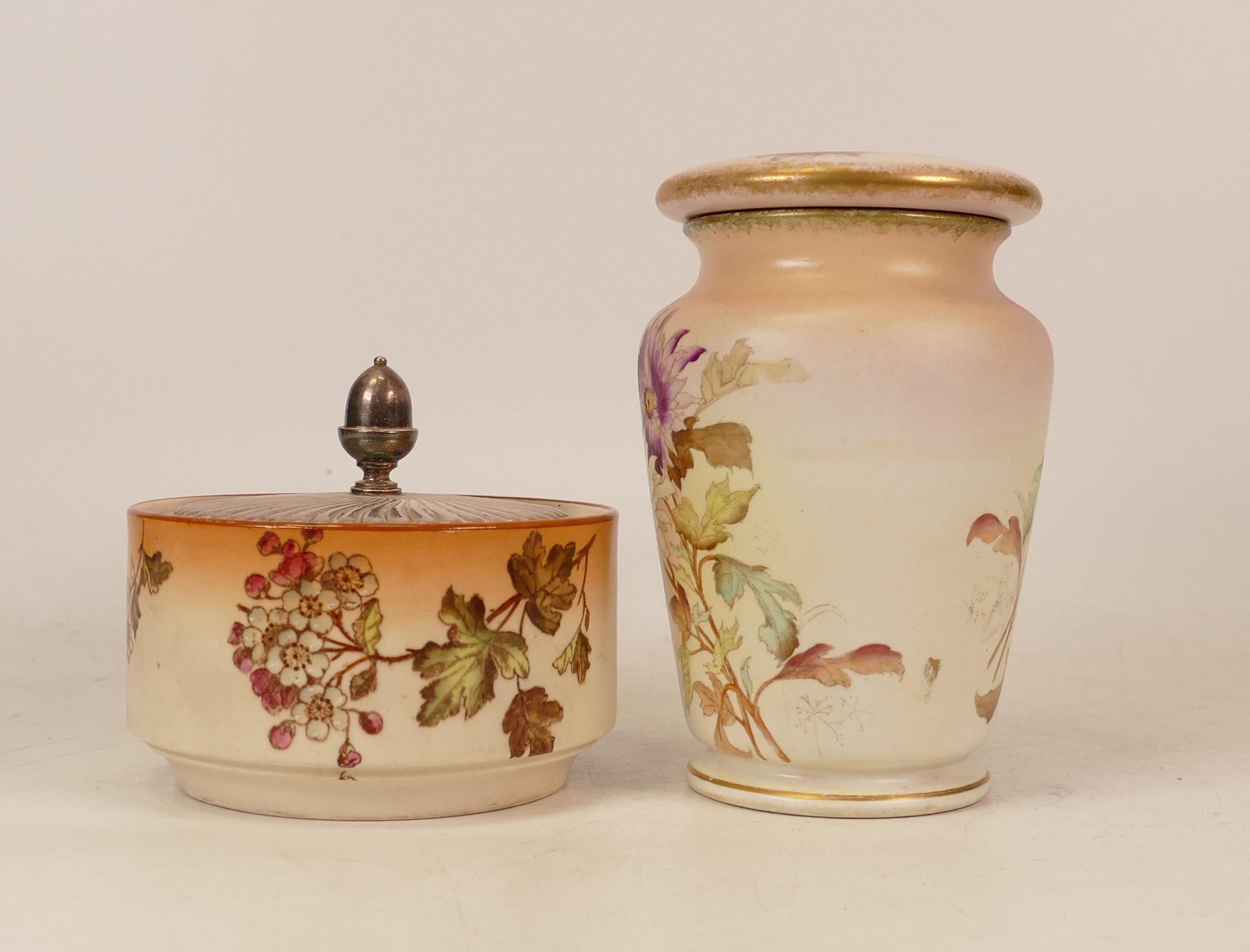 Carlton Ware Royal May patterned lidded sugar dish together with floral lidded pot. Height 13cm (2)