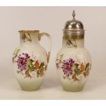 Carlton Ware Chrysanthemum patterned milk jug and sugar sifter. Height 17cm(2)