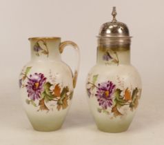 Carlton Ware Chrysanthemum patterned milk jug and sugar sifter. Height 17cm(2)