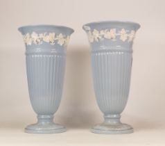 Two Wedgwood Queensware footed flared vases, height 28cm