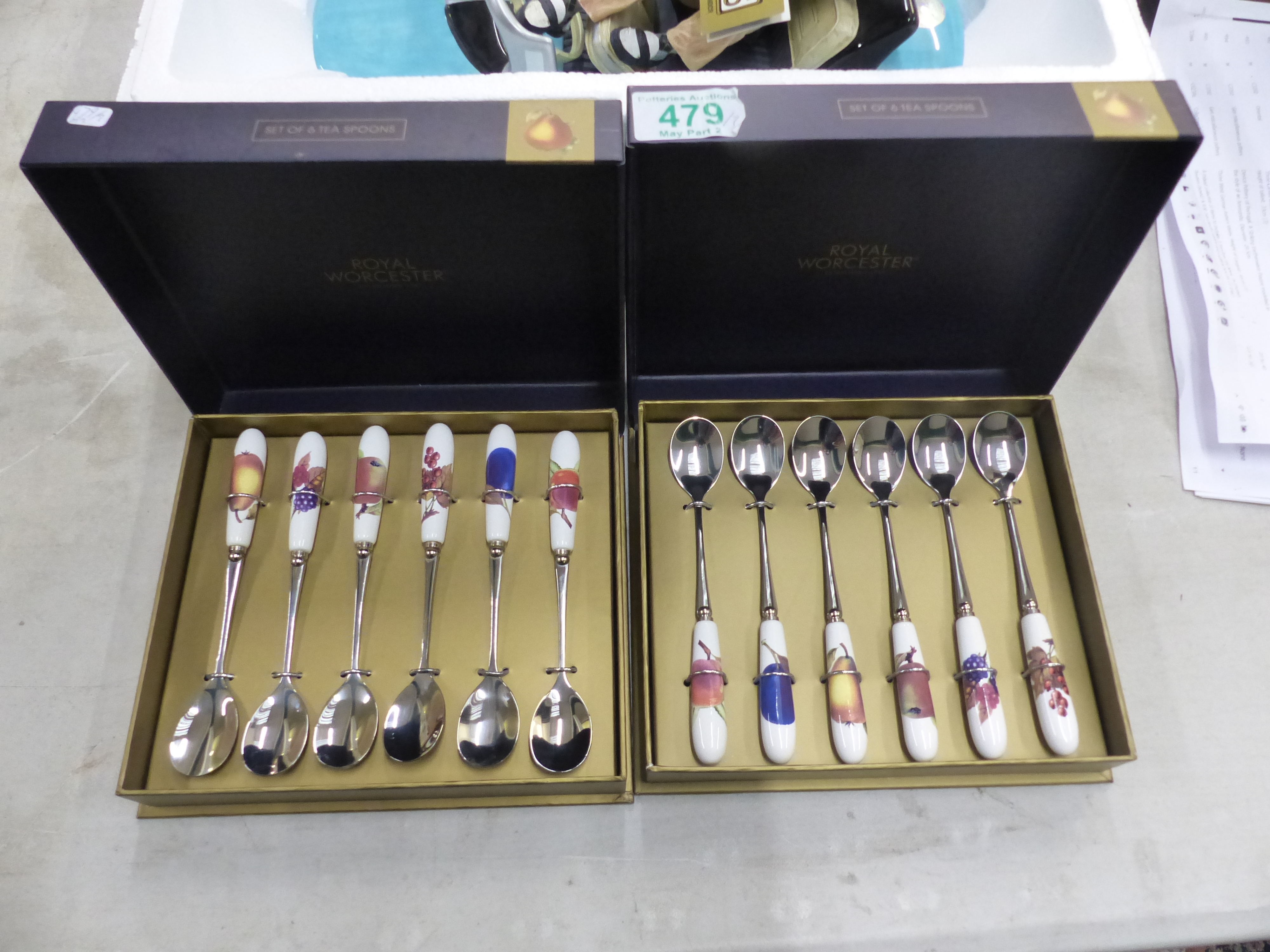 Two Boxed Royal Worcester Evesham Gold Sets of 6 Teaspoons (2)