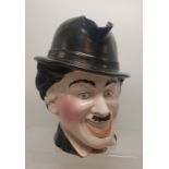 Early 20th Century Large Character Jug of Charlie Chaplin. Restoration to spout. Height: 21cm