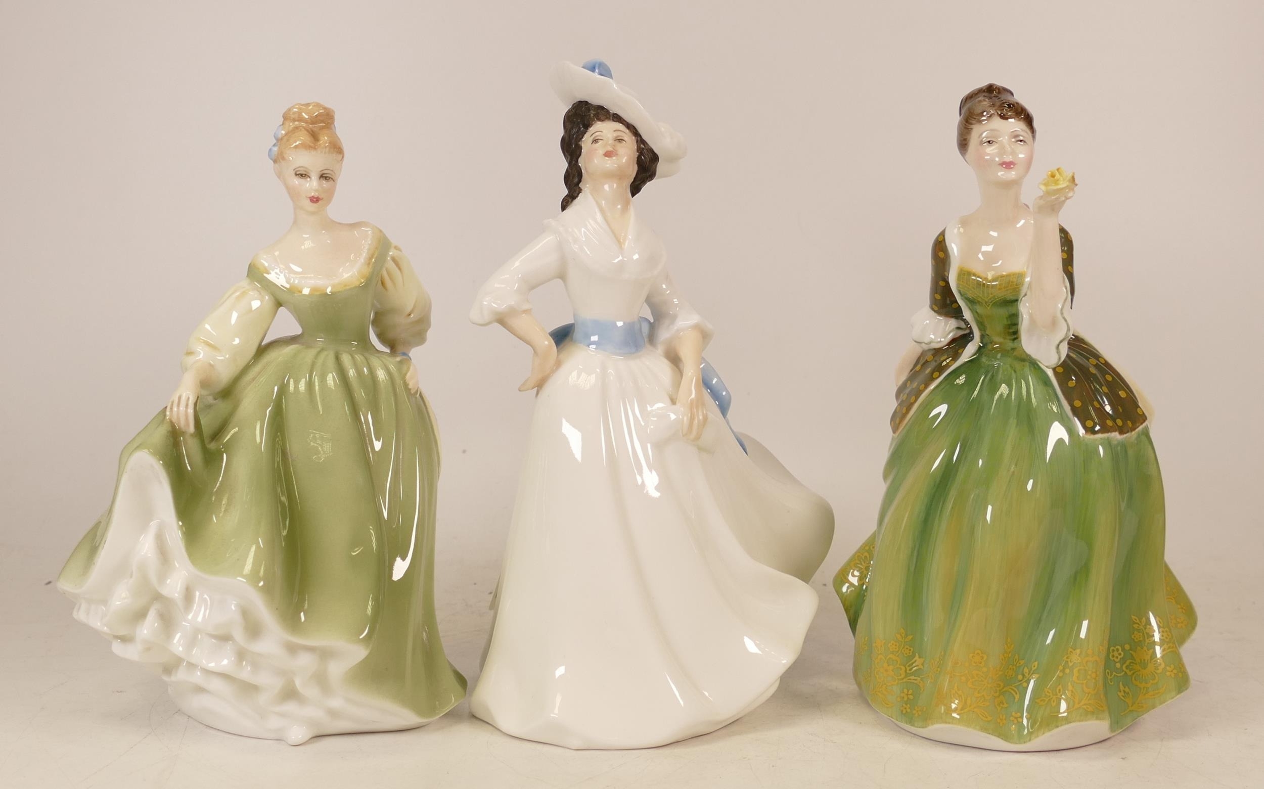 Three Royal Doulton lady Figures to include Margaret HN2937, Fleur HN2368, Fair Lady HN2193 (