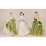 Three Royal Doulton lady Figures to include Margaret HN2937, Fleur HN2368, Fair Lady HN2193 (