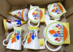 A Small Collection of Moorland Chelsea Works Crocus Pattern items to include Teapot, Milk Jug and