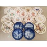 A collection of decorative wall plates to include 9 x Hornsea Christmas plates, 4 x Limoges