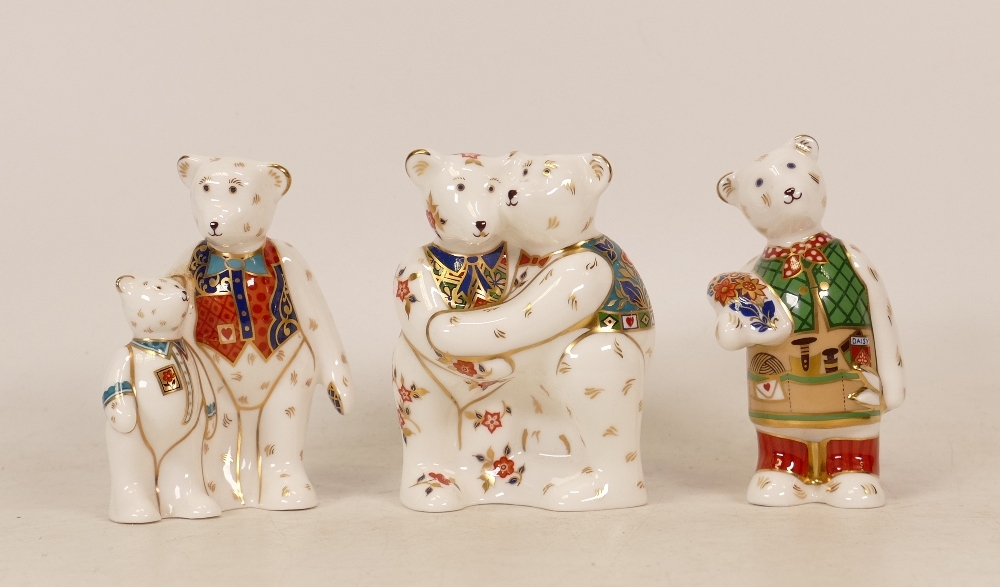 Royal Crown Derby Paperweights Bear Hug, Dad and George and Daisy, no stoppers, 2 boxed (3)