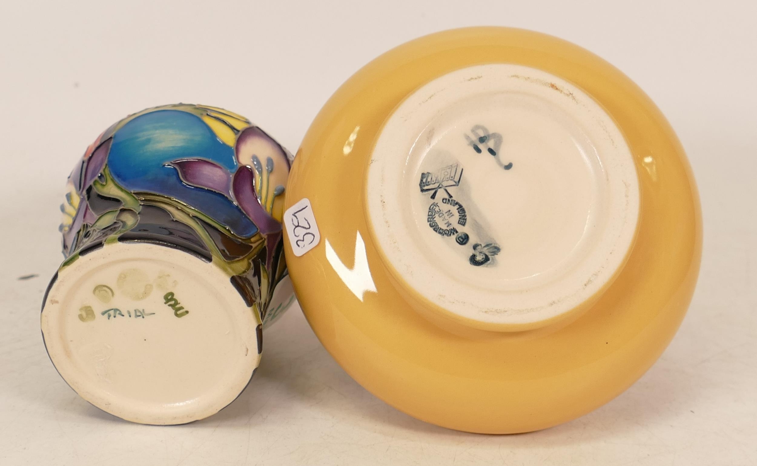 Moorcroft floral decorated trial vase together with cameo squat vase (2) - Image 2 of 2