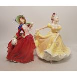 Royal Doulton lady figures Autumn Breezes HN1934 and Ninette HN2379 (2).